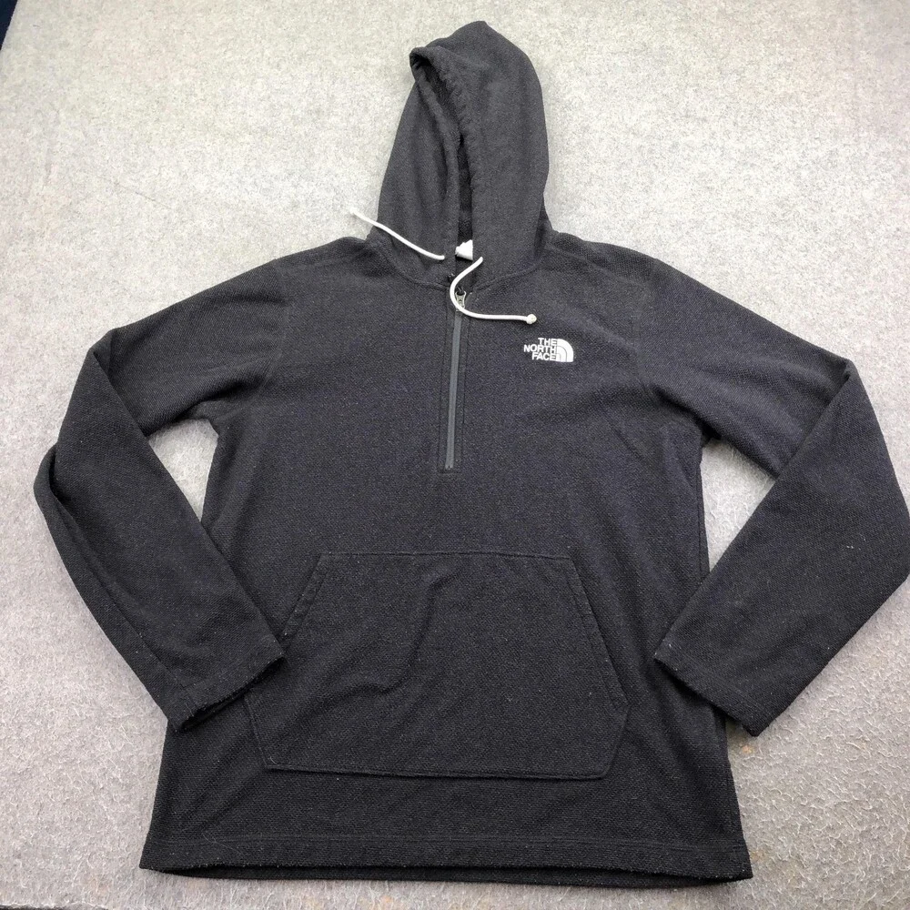 The North Face Hoodie Mens Medium Gray 1/4 Zip Fleece Sweatshirt Logo Graphic